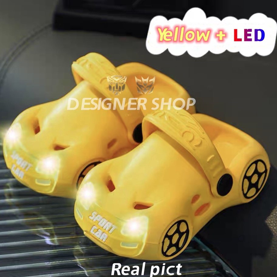 รหัส AQN874 รองเท้าแตะเยลลี่เด็ก (เด็กชาย/หญิง) ไฟ LED Crocs Baim (กันน้ํา)