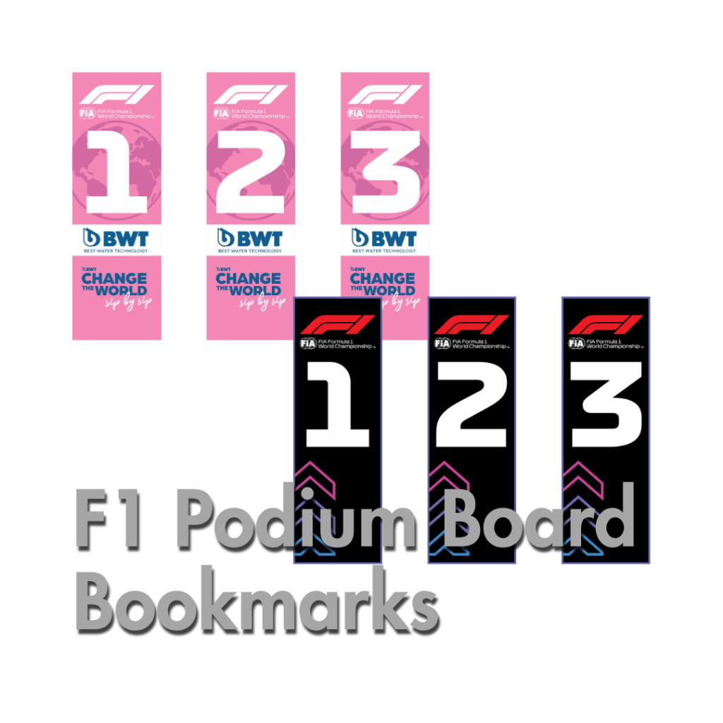 F1 Podium Pit Board Bookmark - Formula One P1 P2 P3 Bookmark [Downforce Studio]
