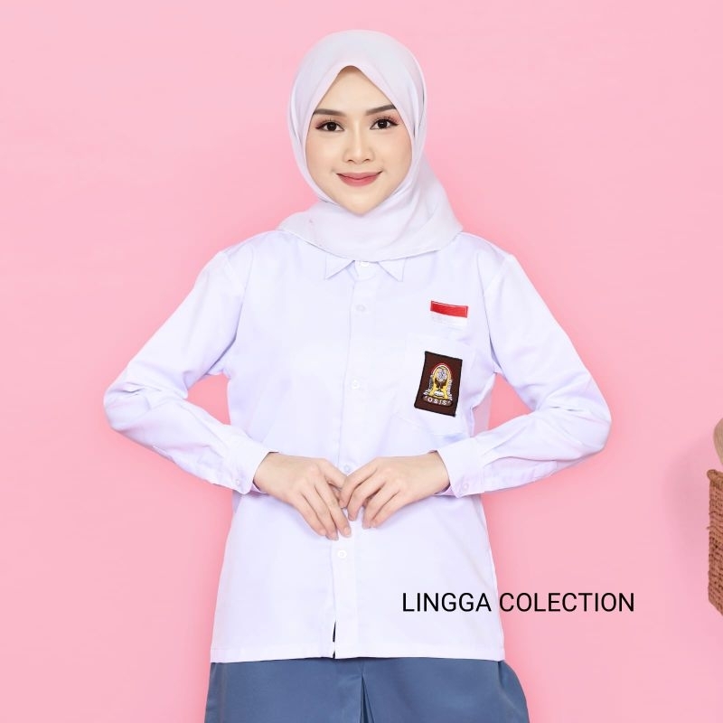 KEMEJA High School Womens School เสื้อเชิ้ตแขนยาวสีขาว