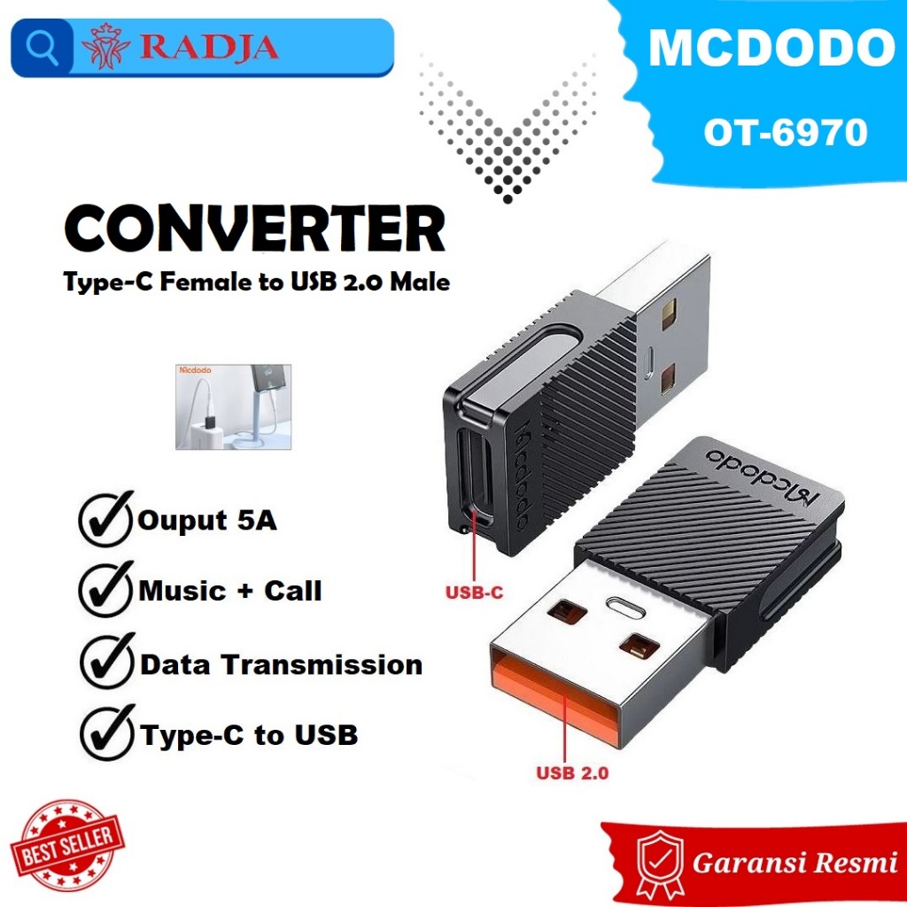 Mcdodo OT-6970 อะแดปเตอร์แปลง USB Type-C ตัวเมียเป็นพอร์ต USB ตัวผู้