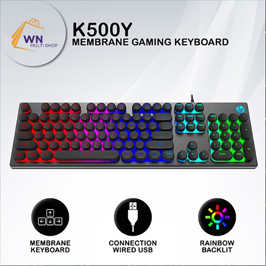 คีย์บอร์ดเกม HP K500Y - คีย์บอร์ดเมมเบรน RGB (Rubber Dump)