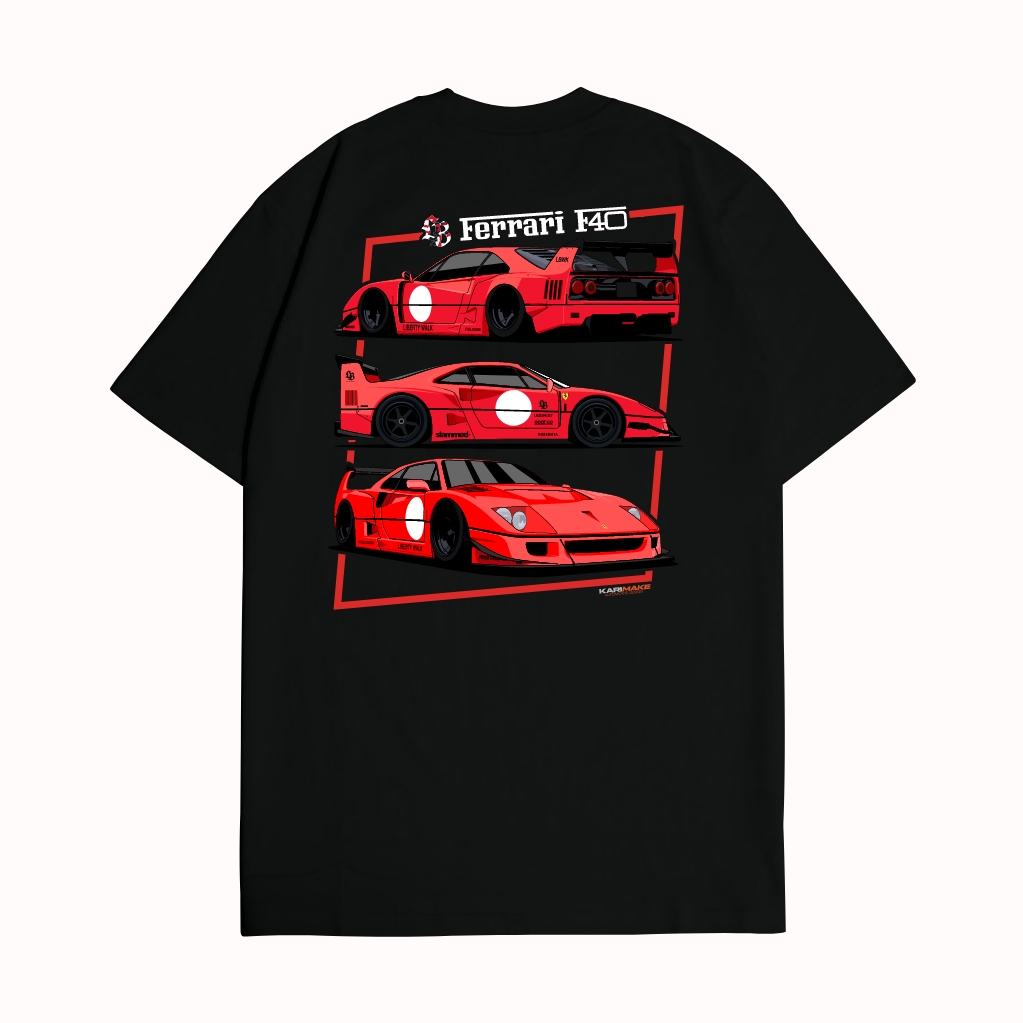 KRMK เสื้อยืด Unisex Distro เสื้อ FERRARI F40 สีแดง LBWK LIBERTY WALK V2 JDM Image