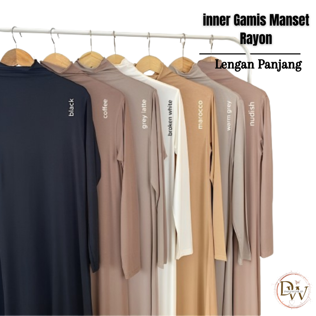 ผู้หญิงแขนยาวพรีเมี่ยมเรยอนธรรมดา Gamis ด้านใน - มุสลิม Gamis ด้านใน Cuffs - อิสลามมุสลิมชุดสตรีด้าน