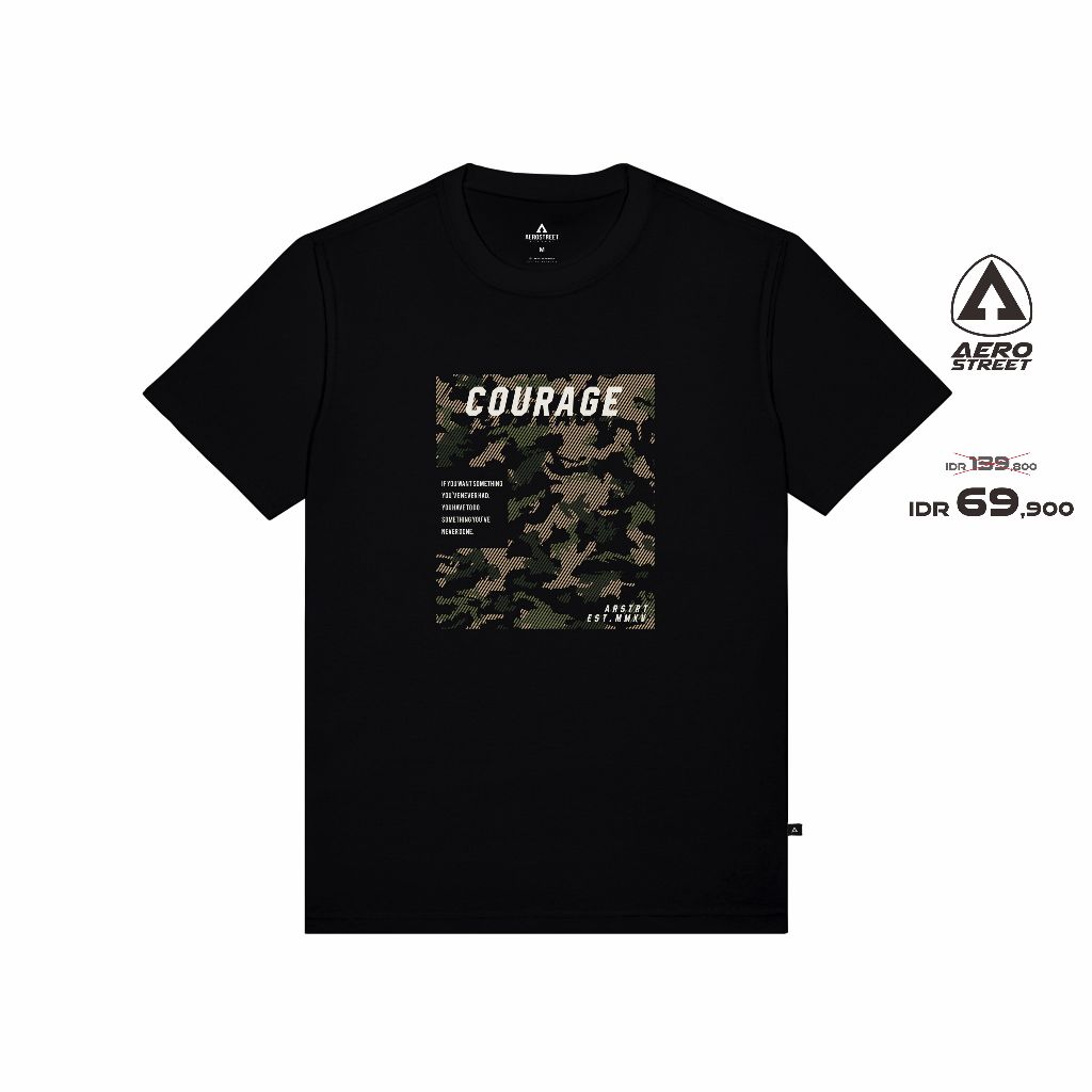 Hitam Aerostreet T Shirt Courges เสื้อยืดสีดํา เสื้อยืด AACAA
