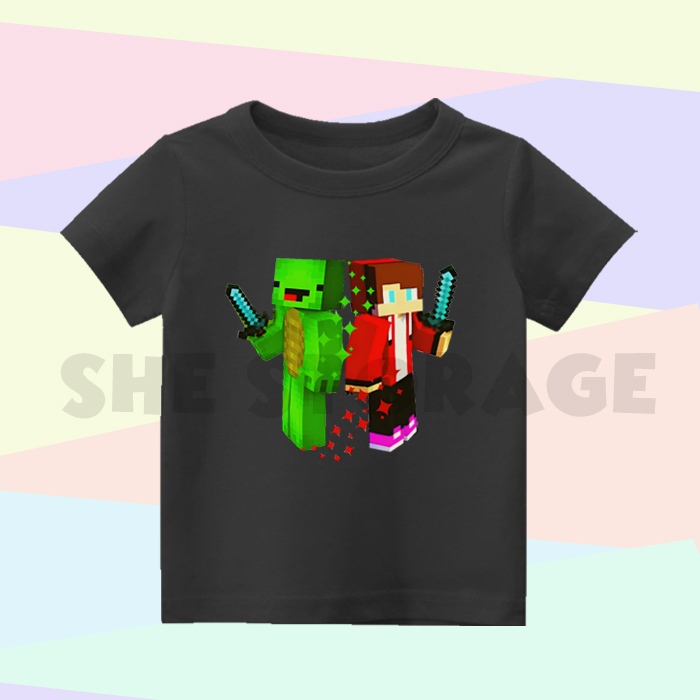 (FREE NAME) CHILDRENS CLOTHES MIKEY AND JJ MAIZEN MINECRAFT CHILDRENS T-SHIRTS TOPS FOR BOYS AND GIR