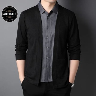 Cardigan Pria Casual Slimfit Polos Cotton Tebal Berkualitas