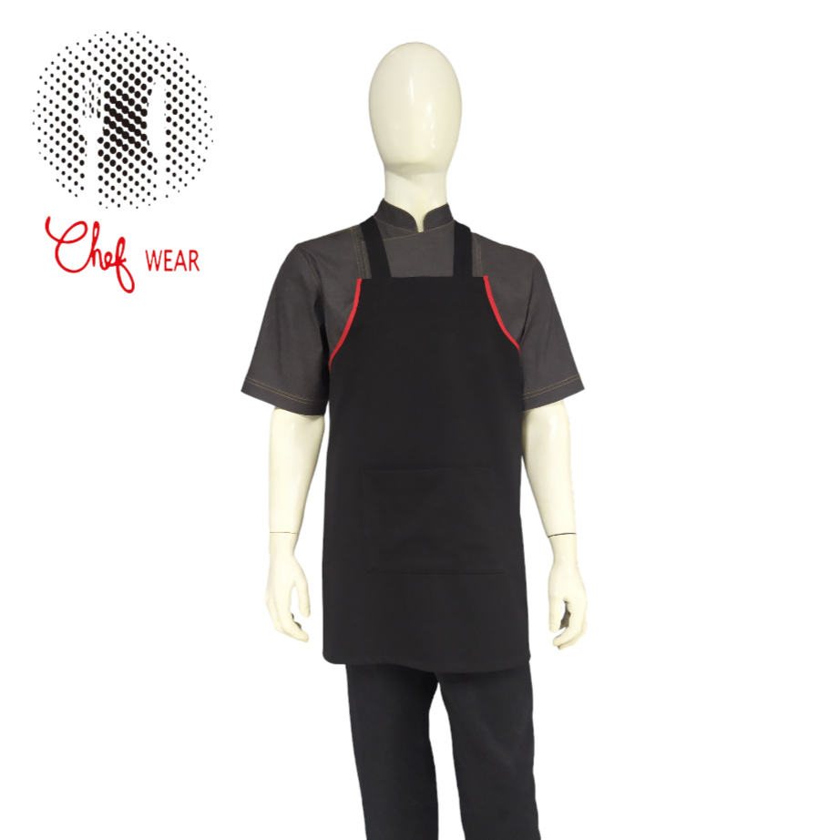 ผ้ากันเปื้อน Chef Wear / ผ้ากันเปื้อนสีดํา STRETCH XBACK