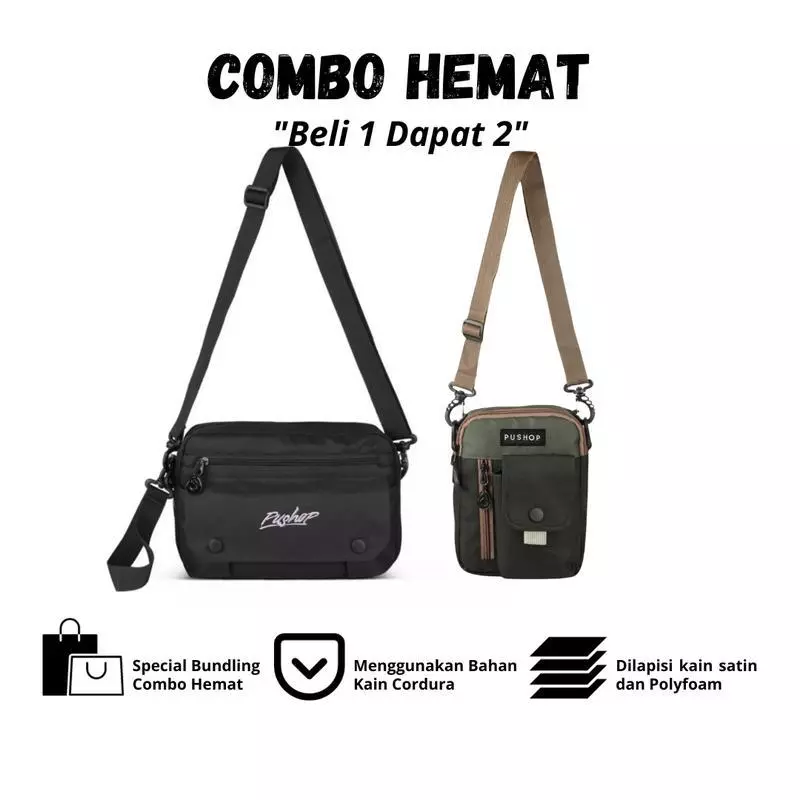 PUSHOP - COMBO SAVINGS - ซื้อ 1 แถม 2 กระเป๋าสะพายข้างผู้ชาย RAZO กระเป๋าสะพาย รับกระเป๋าสะพายขนาดเล็ก MOTTA