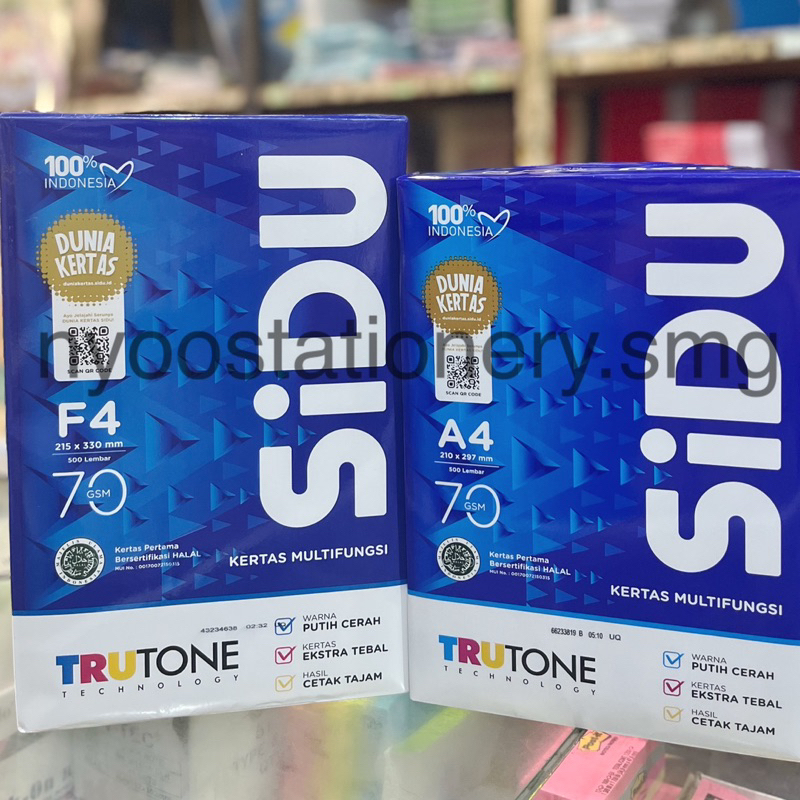 PHOTOCOPI PAPER WHITE HVS PAPER SINAR DUNIA SIDU A4 F4 70 GRAM TRUTONE TECHNOLOGY