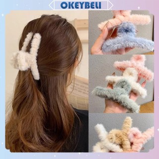 •OKEY BELI•JP1466 Jepit Rambut Bulu Korea Halus Jedai Wanita Bahan Bulu Lembut Warna Soft Aksesoris