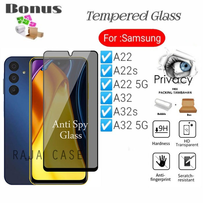 LAYAR กระจกนิรภัย SPY SAMSUNG A22 A22S A22 5G A32 A32S A32 5G - ป้องกันหน้าจอสําหรับ SAMSUNG A22 A22