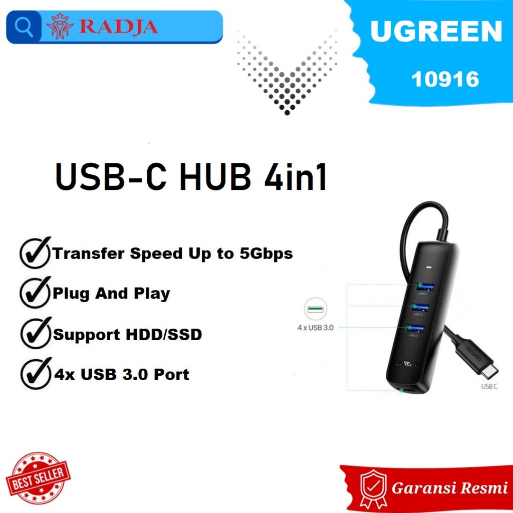 Ugreen USB-C HUB 3.0 ภายนอก 4 พอร์ต USB 20 ซม. CM416 10916
