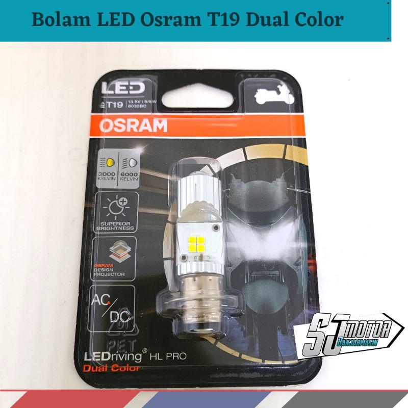 Osram T19 Pro หลอดไฟ LED สีคู่สองสีสีขาวและสีเหลืองสําหรับ Underbone และรถจักรยานยนต์อัตโนมัติ