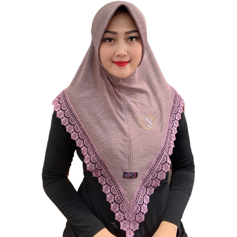 Indah Store - Instant Hijab Bergo Ped Jersey Jaguar Riani เสื้อลูกไม้จับคู่