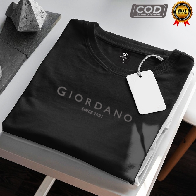 เสื้อยืดแขนสั้นผู้ชายและผู้หญิง / Giordano Sincei Silver Logo T-Shirts / เสื้อยืด Cotton Distro คุณภาพระดับพรีเมียม
