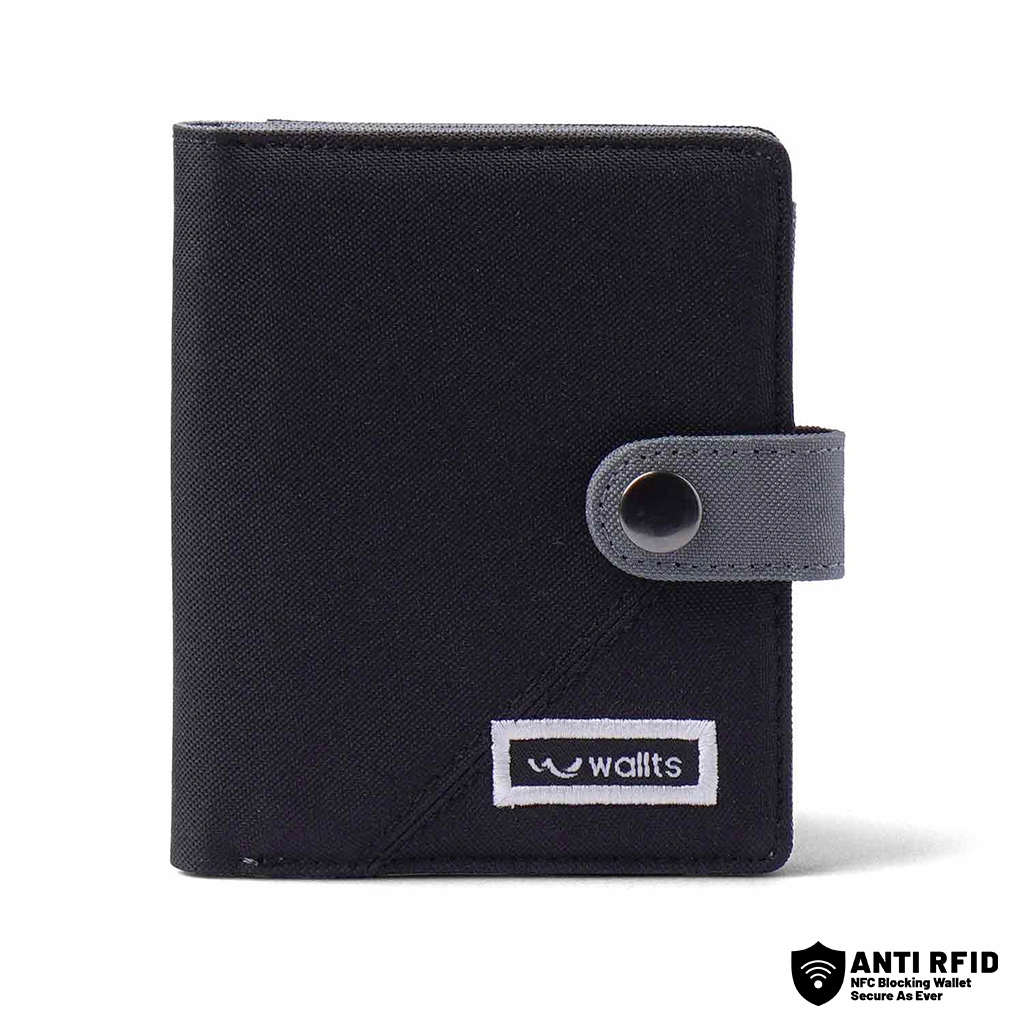 Wallts Claus Black Charcoal - กระเป๋าสตางค์แบบพับได้สําหรับผู้ชายและผู้หญิง