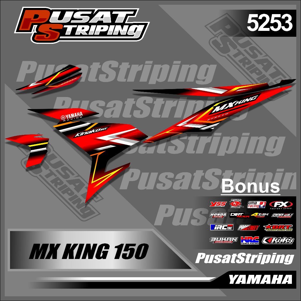 MERAH 5253 MX KING สติ๊กเกอร์ MX KING STRIPING 150 MX KING STRIPING MX KING STRIPING VARIATIONS MX K