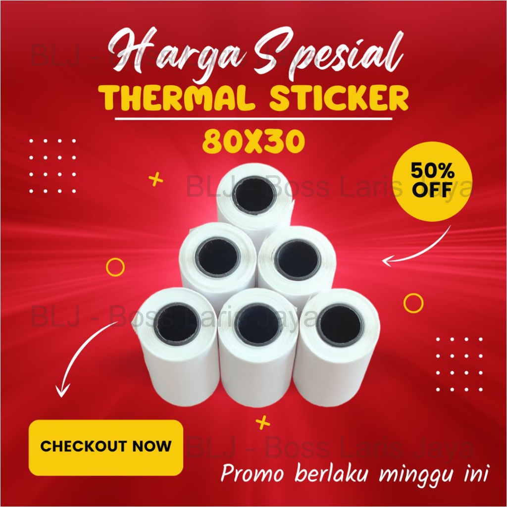 THERMAL LABEL STICKER 80MM THERMALT PRINTER LABEL STICKER 80X30 80MM BLUETOOTH PAPERANG PREMIUM