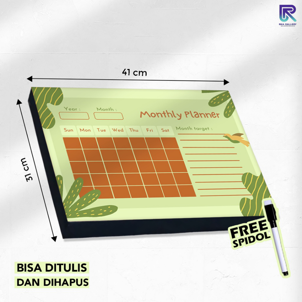 RHA GALLERY กระดานไวท์บอร์ดไม้กําหนดกําหนดรายวันรายสัปดาห์รายเดือนกําหนดกระดานวางแผนความงาม 31x41 CM