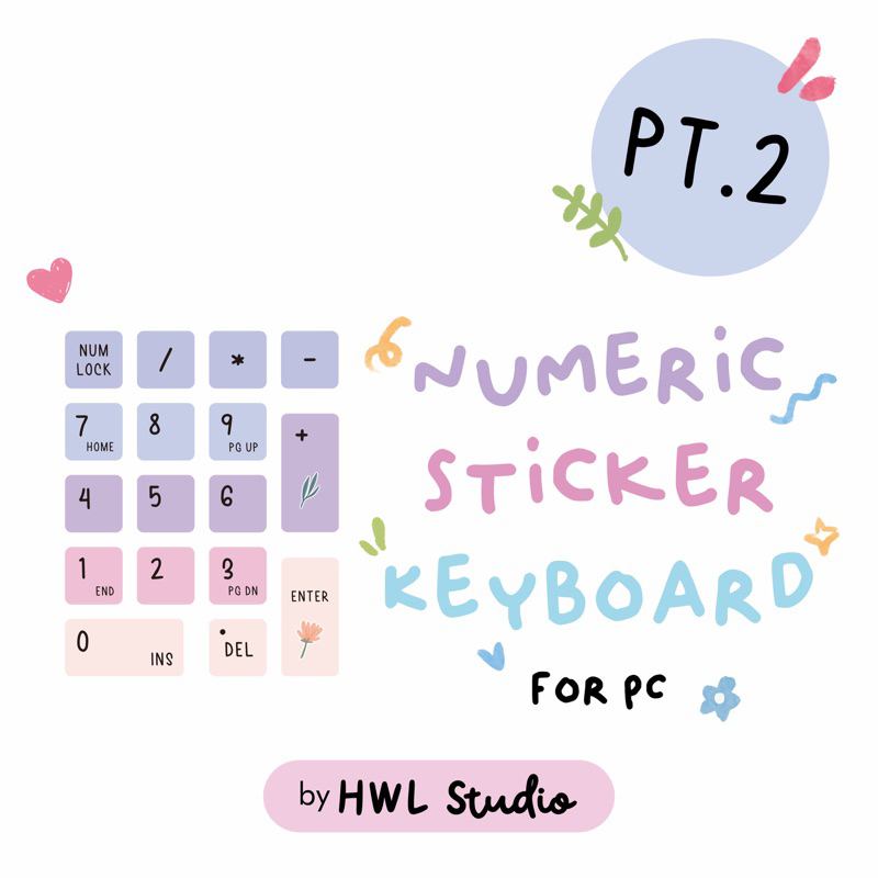 Hwl STUDIO - Part 2 - Number Keyboard Sticker - For PC - Computer Keyboard Sticker - Aesthetic Sticker - Aesthetic - Kiscut Sticker Ready To Paste