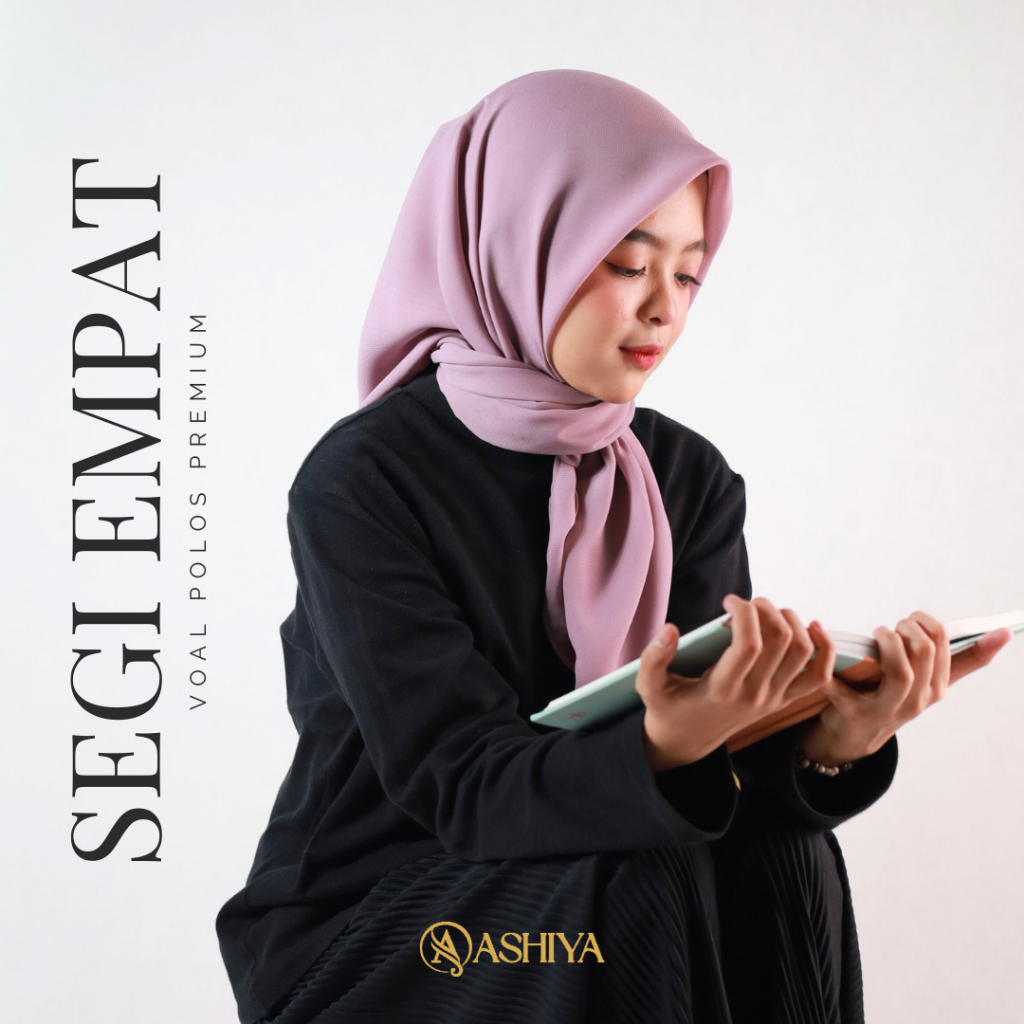 Square Hijab ผ้าคลุมศีรษะโพลีคอตตอนธรรมดา ASHIYA MBA