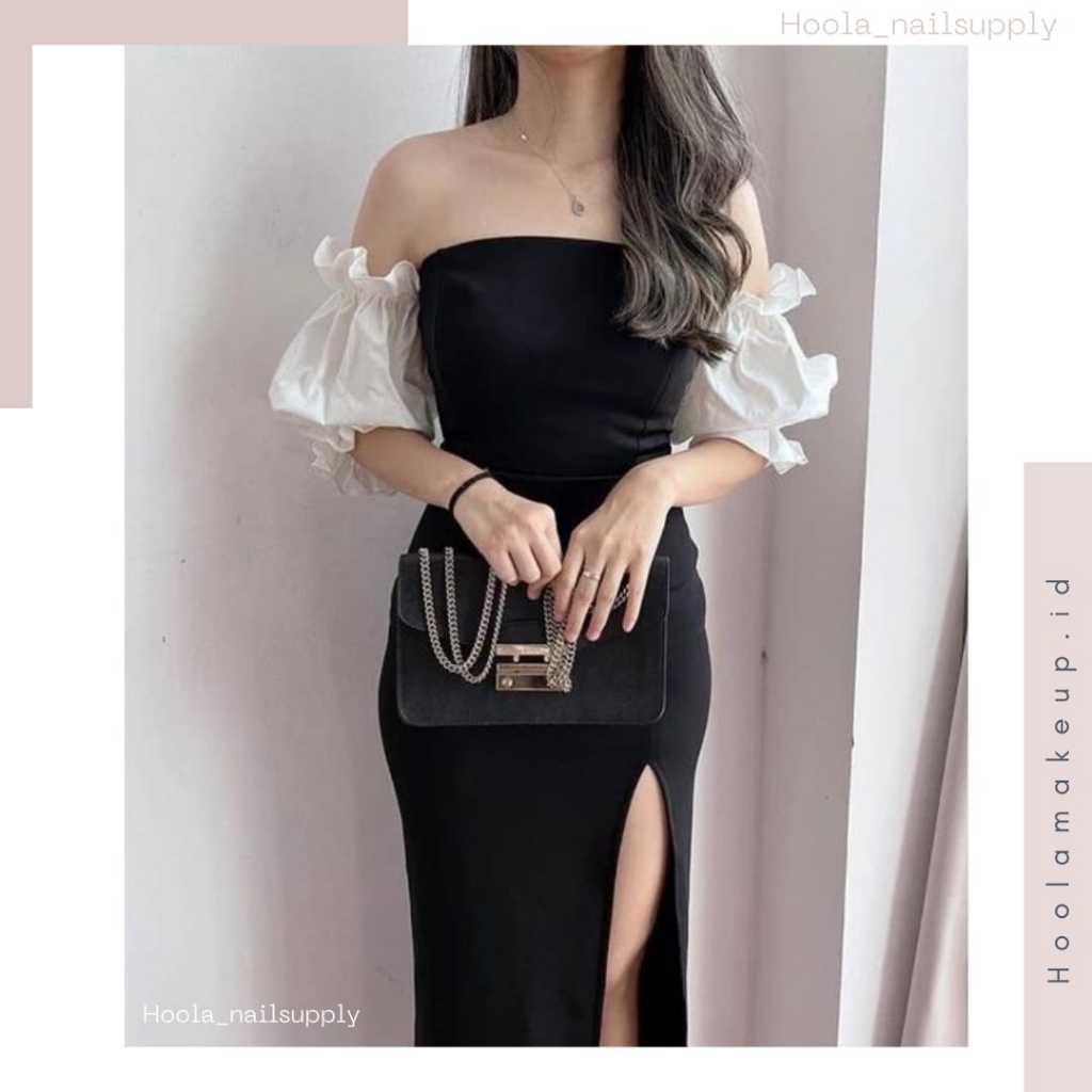 JIHYUN สไตล์เกาหลี SABRINA VINTAGE MIDI DRESS PARTY BODYCON เซ็กซี่ LOOK SLIM FIT