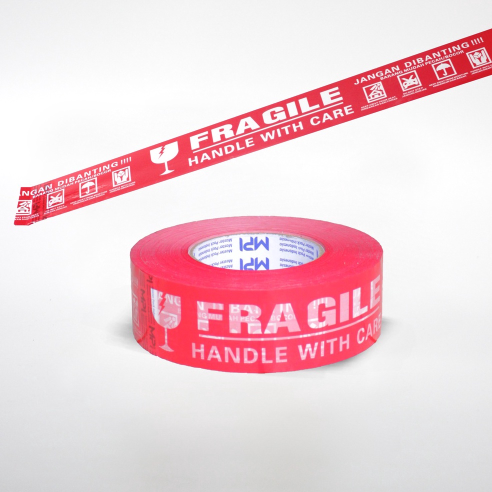 MERAH Dont Slam Red Fragile Duct Tape 48mmx3 Yards MPI Jumbo
