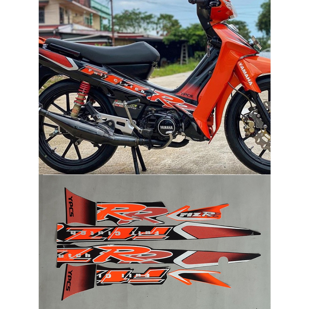 F1ZR 2002 สีส้มสีดําสติ๊กเกอร์ร่างกายรถจักรยานยนต์ STRIPING