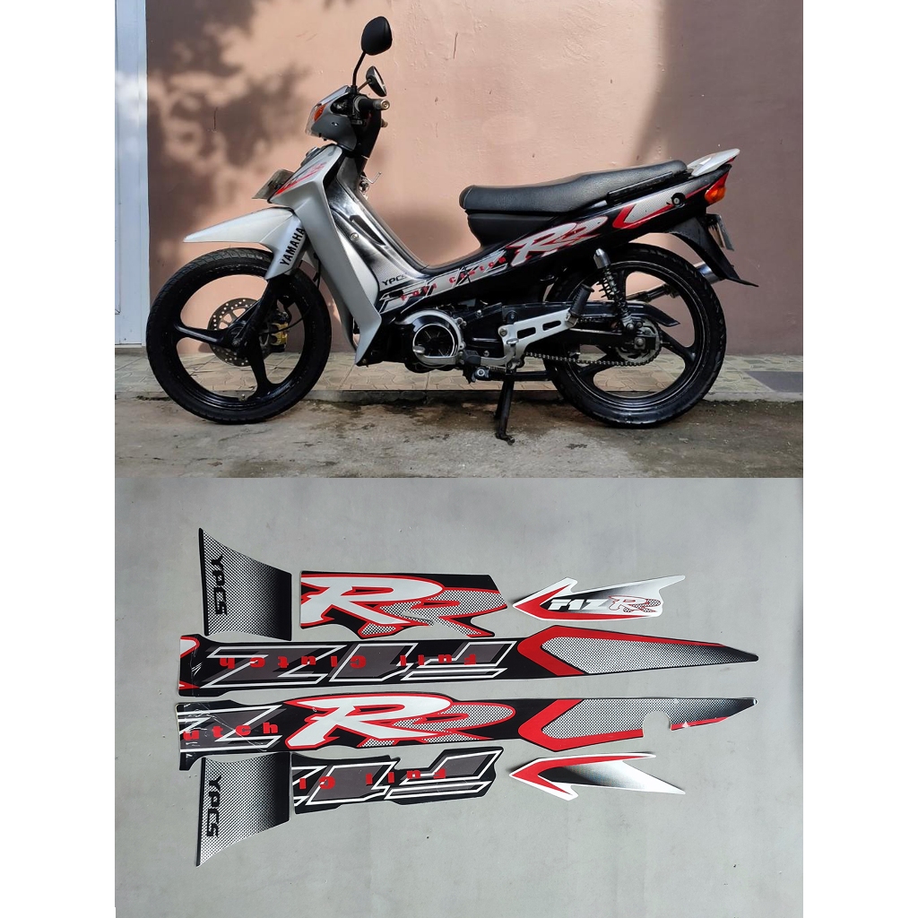 F1ZR 2002 SILVER BLACK MOTORCYCLE BODY STICKER STRIPING