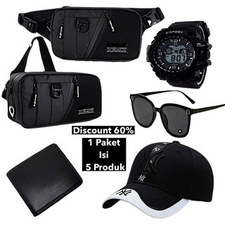 Bayar di tempat Promo 1 Paket isi 5 Produk COD cek dulu baru bayar Tas Slempang pria beserta 4 produk lain nya Tas slempang pria tas slempang pria