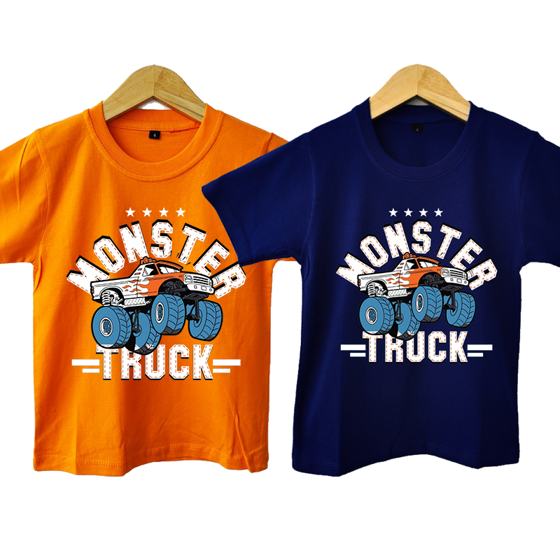 เสื้อยืด ลาย Dannis KIDS MONSTER TRUCK สีส้ม สีกรมท่า สําหรับเด็ก