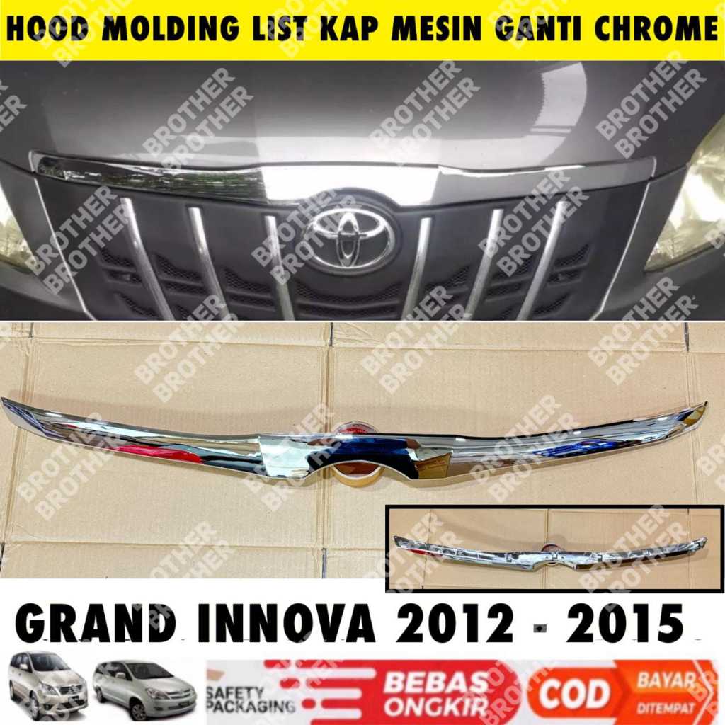 Mesin Hood Molding Grand Innova 2012 2014 2015 List ฝาครอบฝากระโปรงหน้า Chrome เปลี่ยนคลิป