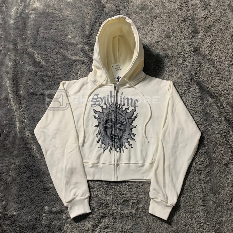 Hot Product Zipper Crop Sublime Basic Womens Crop Jacket Zipper Sweater Croptop Hoodie Crop