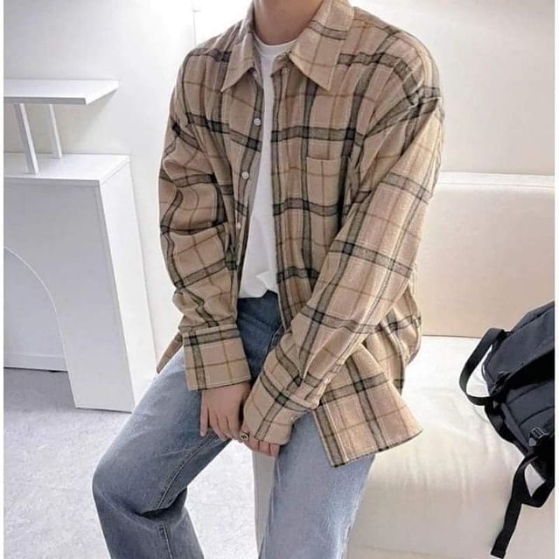 Kemeja Flannel เสื้อแขนยาว Flannel นําเข้าผู้ชายเสื้อ Distro Flannel ลายสก๊อต Flannel เสื้อ Unisex