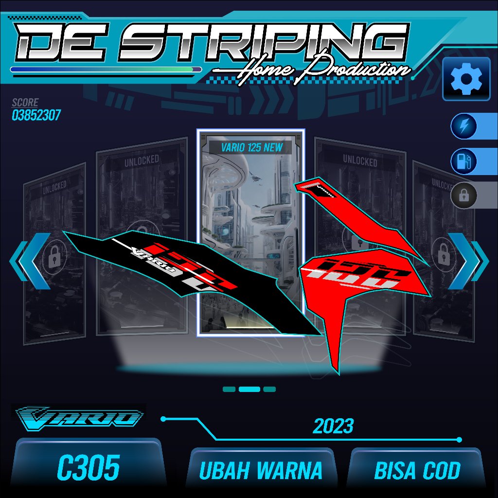 Vario 125 New 2023 สติ๊กเกอร์ (c305) สติ๊กเกอร์กึ่งเต็มลาย Simple แล้วประยุกต์