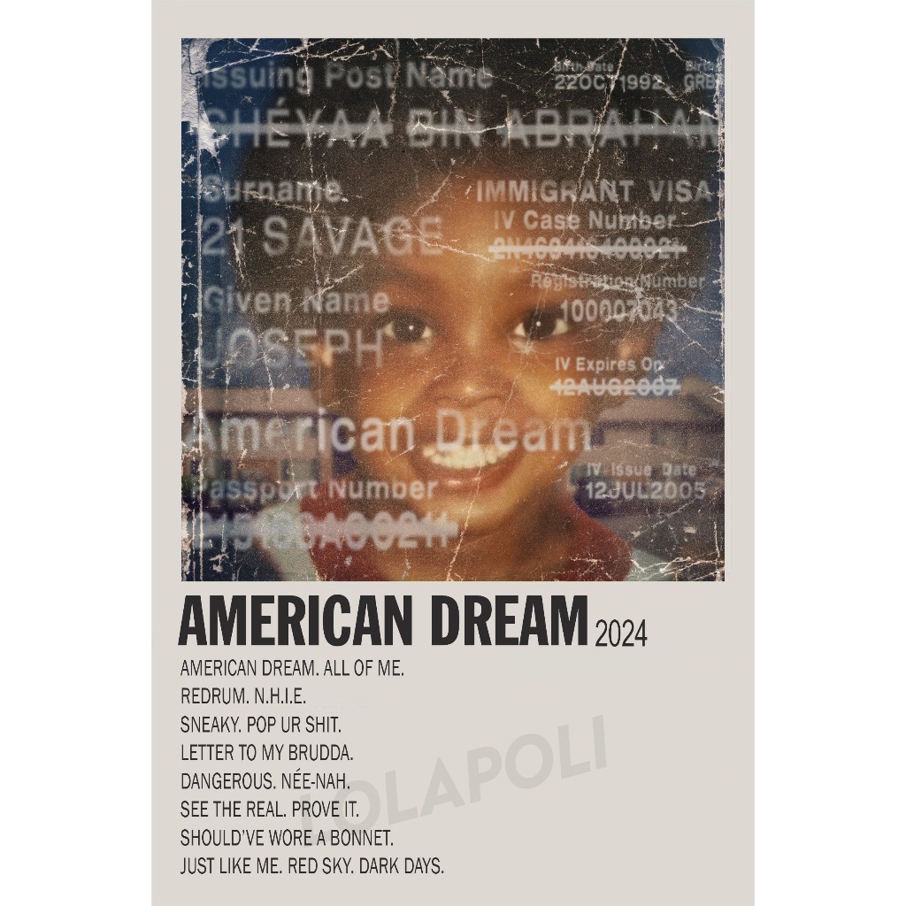 โปสเตอร์ปกอัลบั้ม American Dream - 21 Savage