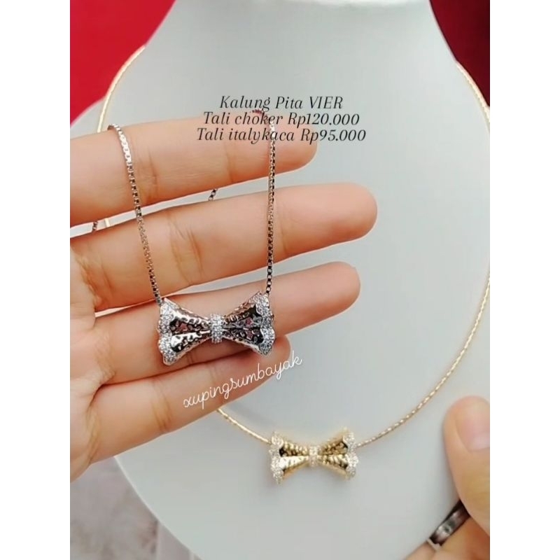 Xupingsumbayak. KV211 สร้อยคอลาพิสมารุ่นริบบิ้น สร้อยคอไทเทเนียม Xuping Rodhium lapismas