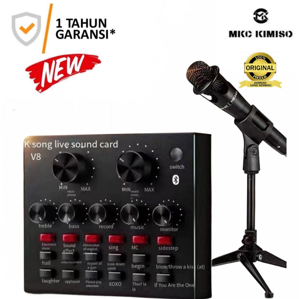 สต็อกล่าสุด MKC KIMISO Soundcard V8 การ์ดเสียง V8s V8 บลูทูธเสียง Usb ภายนอก Mixer การ์ดเสียงเสียง