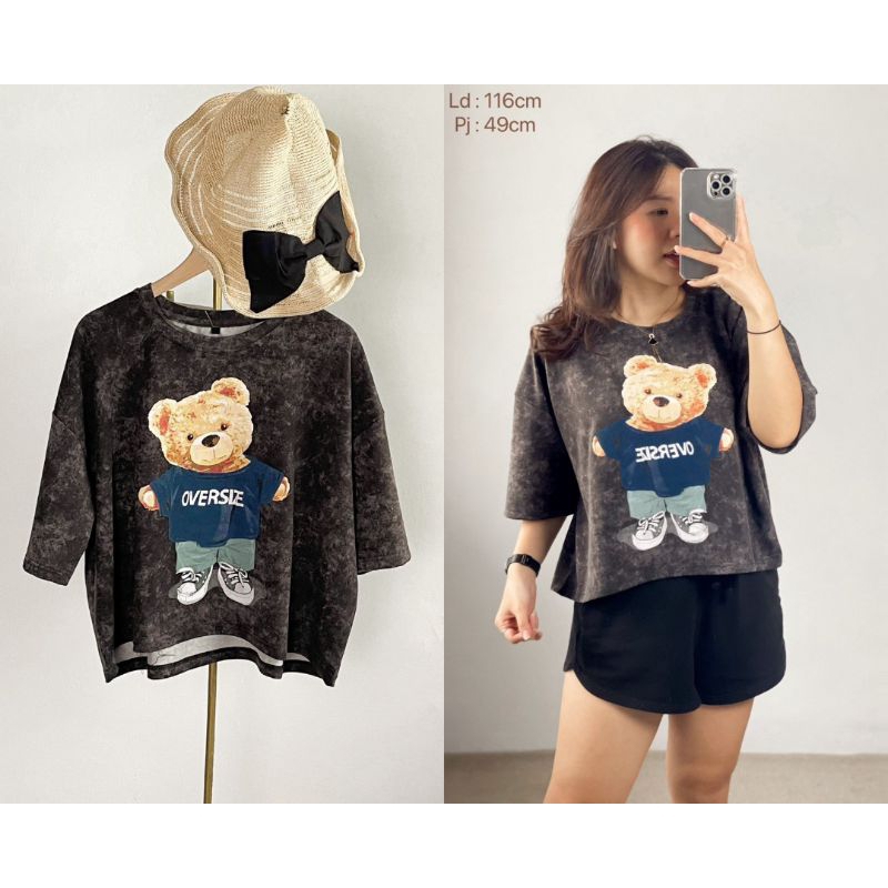 •ECLAIRE• 0l8 OVERSIZE CROP BLUE BEAR