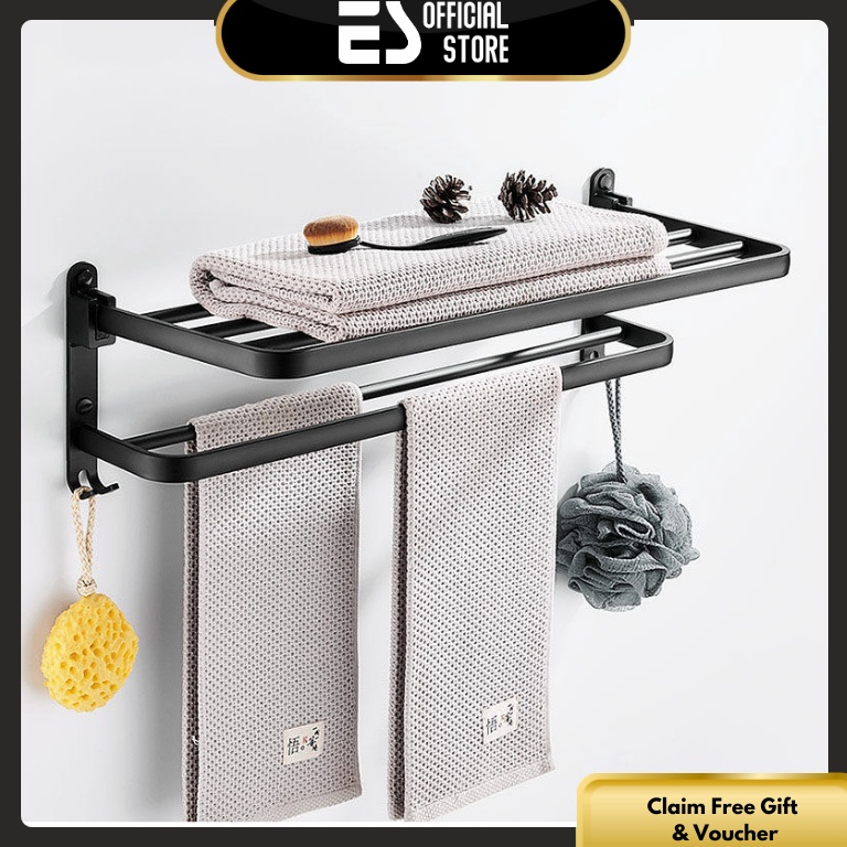 GANTUNGAN LIMITED STOCK ICE ที่วางผ้าเช็ดตัวสแตนเลสสีดํา 2 n