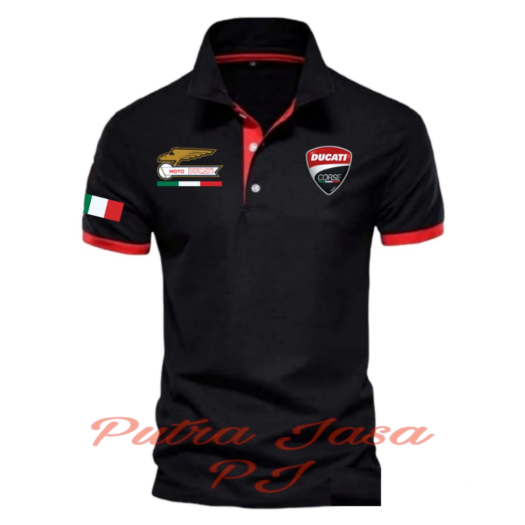 เสื้อโปโล คอปก พิมพ์ลาย Ducati Course สําหรับผู้ชาย