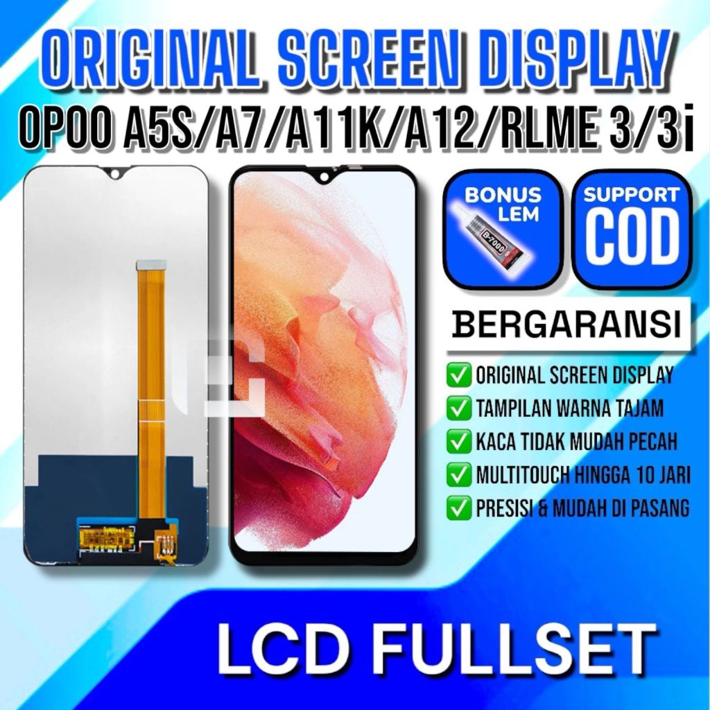 หน้าจอสัมผัส LCD สําหรับ OPPO A5S LCD OPPO A7 LCD OPPO A11K A12 LCD REALME 3 3i
