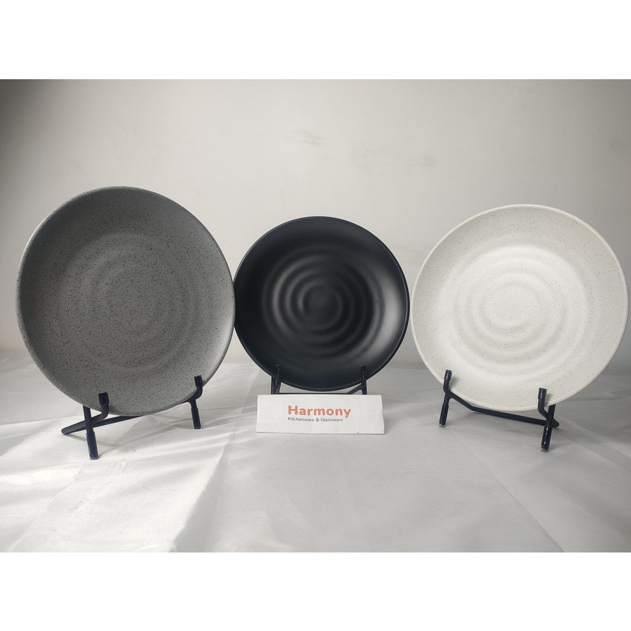 จานจักรวาล Onyx 9" 12099 จานอาหารค่ําเกรดอาหารเมลามีนทรงกลมพร้อมด้าย Motif