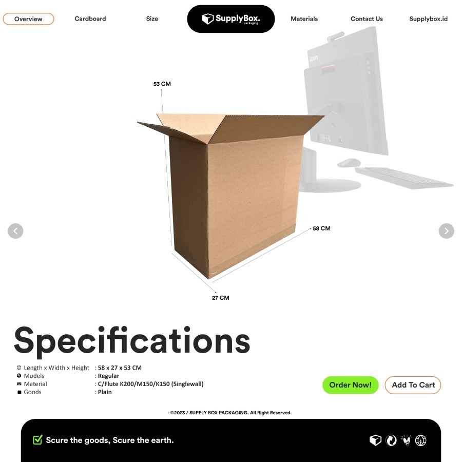 กล่อง ALL IN ONE PC PLAIN 27 นิ้ว | ขนาด 58 x 27 x 53 ซม | กล่อง AIO | พาร์ท 2X