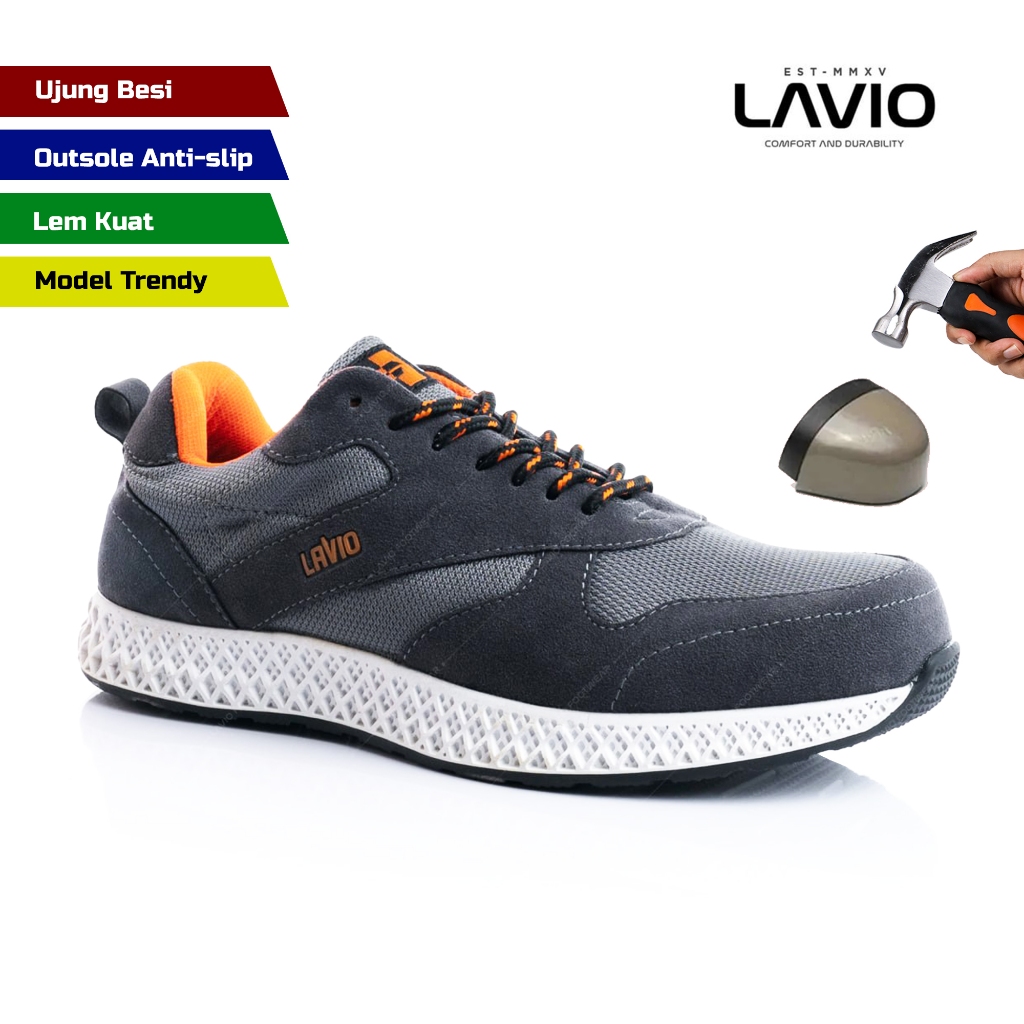 LAVIO ALDEN รองเท้าเซฟตี้ผู้ชาย Steel Toe Outdoor Shoes Mens Running Sneakers Sporty Model