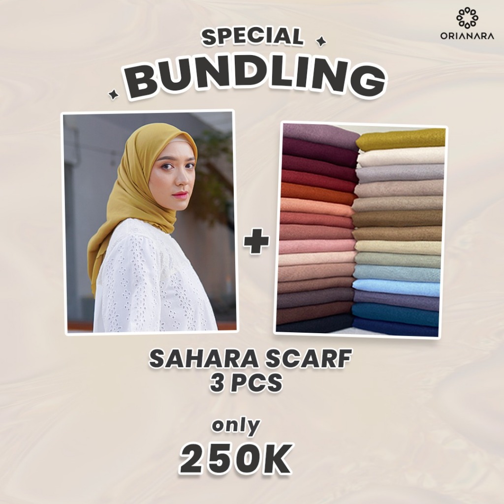 Orianara Square Hijab Voal Sahara Plain Lasercut SAHARA SARA SCARF