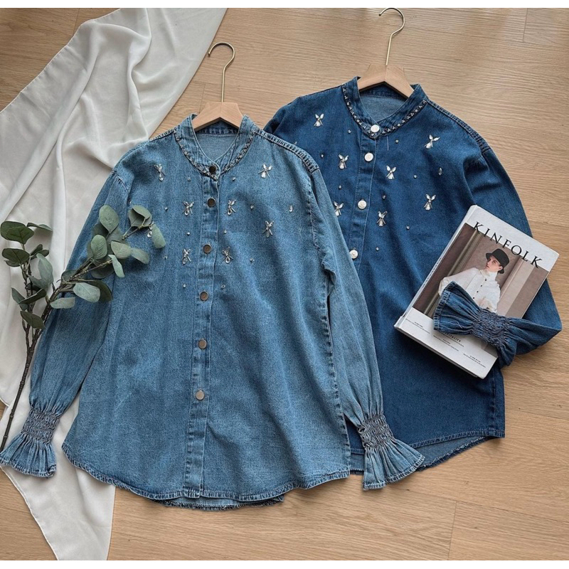 Teysa เสื้อยีนส์เลื่อม By Oclo casual basic daailywear