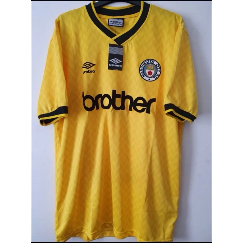Man city third retro Jersey 80/90 Yellow Brother / Classicjersey/Citizens