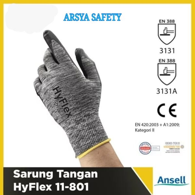 ANSELL HYFLEX 11-801 11 801 GLOVES