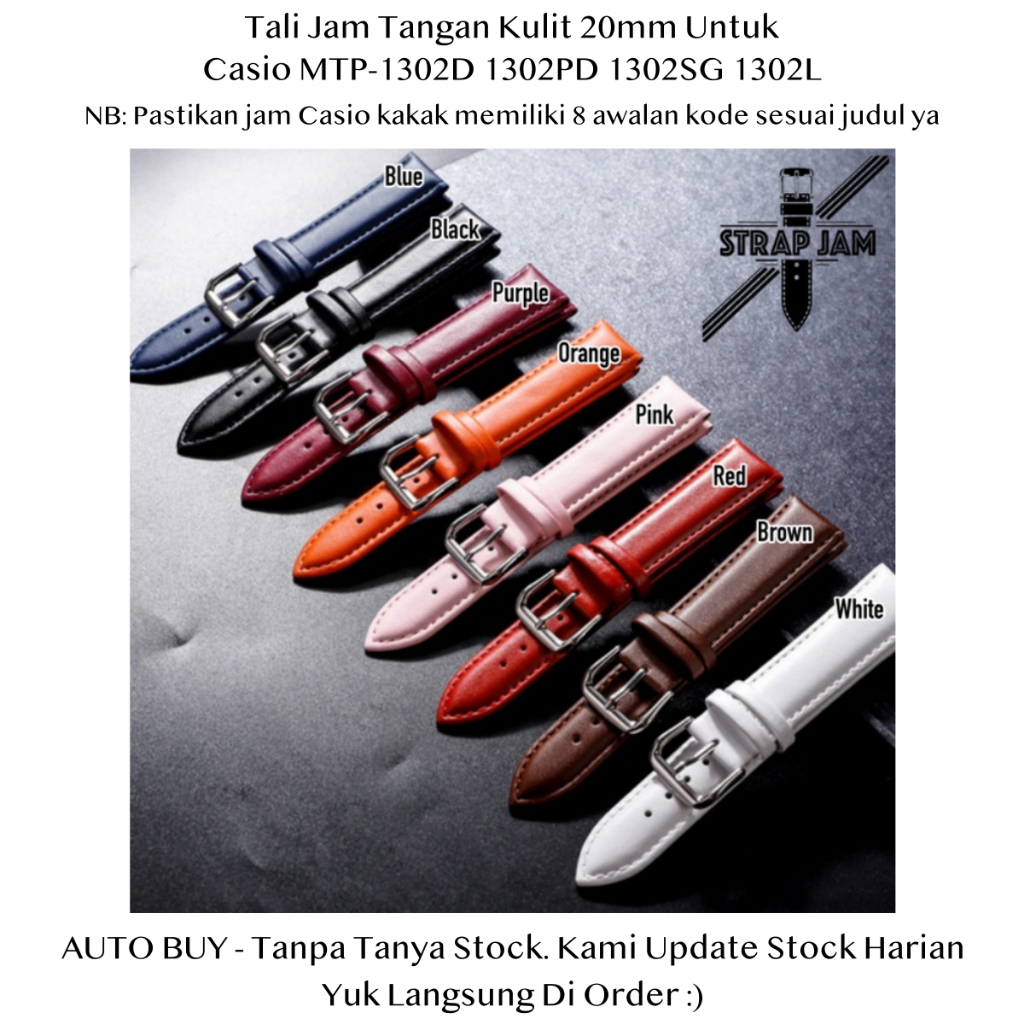 WMN 20mm สายนาฬิกาหนังสําหรับ Casio MTP-1302D 1302PD 1302SG 1302L - สายหนัง Man Woman